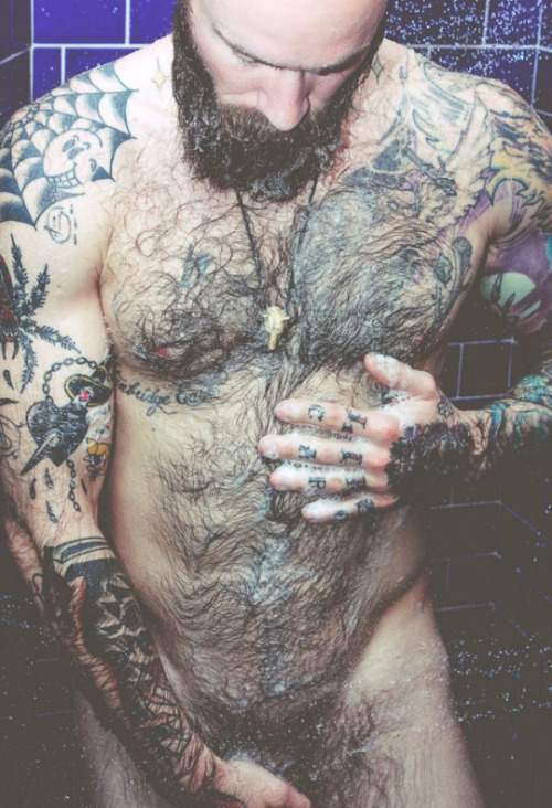 yummyhairydudes:  YUM! For MORE HOT HAIRY guys-Check out my OTHER Tumblr page:http://www.hairyonholiday.tumblr.com  Inked, hairy, muscular - Physically ideal for me - WOOF