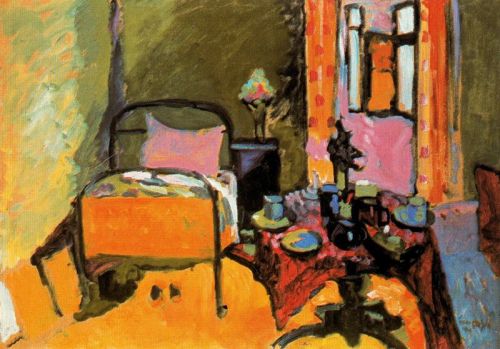 Bedroom in Aintmillerstrasse, 1909, Wassily Kandinsky