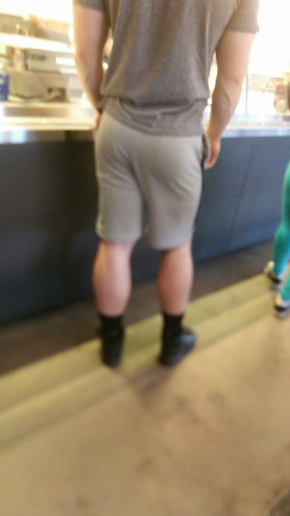 A little blurry, but Dat ass tho. #chipotle #wrestler #bubble #butt #gay #ass
