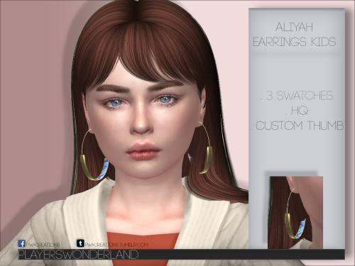 Aliyah Earrings KIDS. 3 Swatches. HQ. Custom thumbnail. All LODsDOWNLOAD@s4ccfinds @sims4ccsthebest 