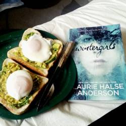 My morning. #wintergirls #lauriehalseanderson  #poachedeggs #avocado