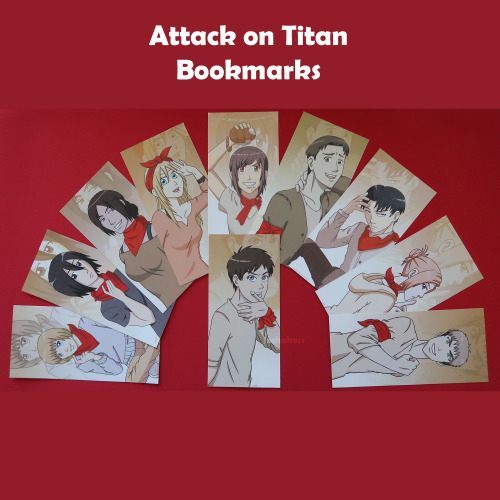 Attack on Titan bookmarks I made a few years ago when the series first came out! I still have copies