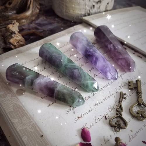 Faceted Fluorite Crystal Wands  Lots of new goodies! wildwitchcrystals.com  . . . . #witch #wiccan #