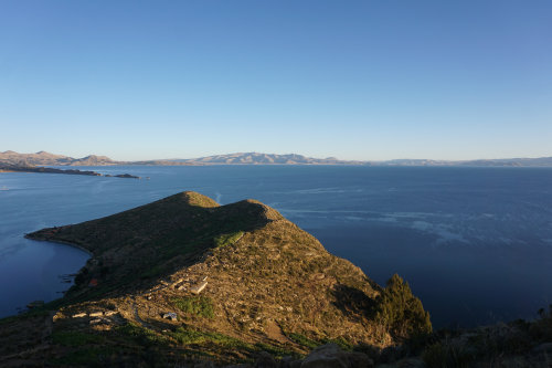 Isla Del Sol, BoliviaViews at sunset (#1), the guardian Illampu mountain range and the Isla De La Lu