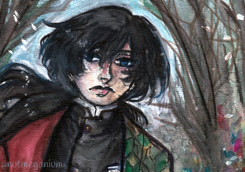 Giyuu watercolor marker on a small canvas panel.This was just me wanting to draw on some canvas pane