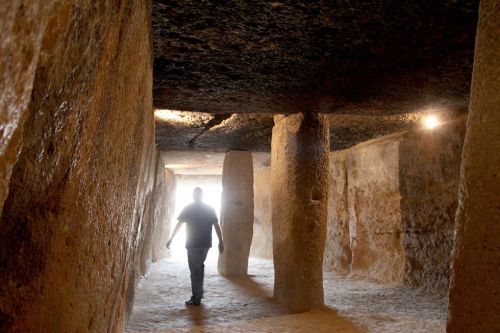 buildinghead:Unknown - Dolmen de Soto, Trigueros, Spain, 2500-3000 BC. Via. Restored by Ayerbe Recco