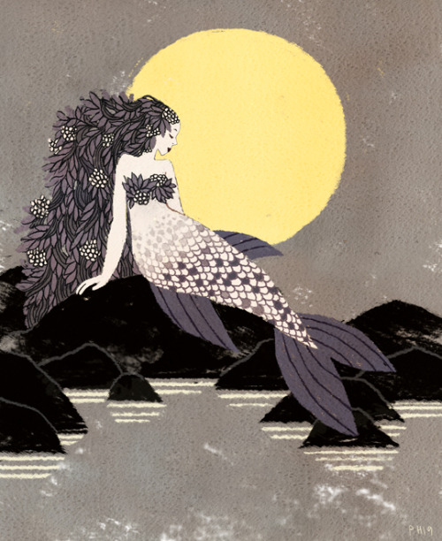 Going to draw a few mermaids for Mermay. :)Print: pauhami.bigcartel.com/product/moon