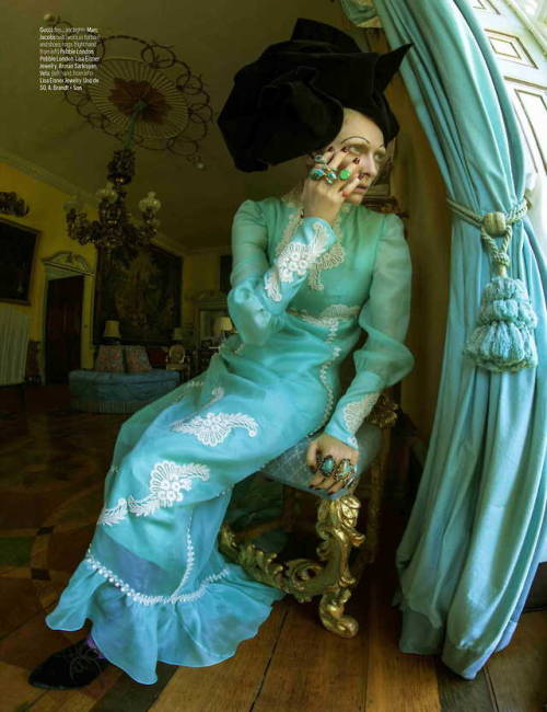 Tilda Swinton by Tim Walker - paying homage to Edith Sitwell in her family house, Renishaw Hall 