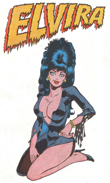 thebestcomicbookpanels:Elvira Mistress of the Dark promotion in Marvel Age