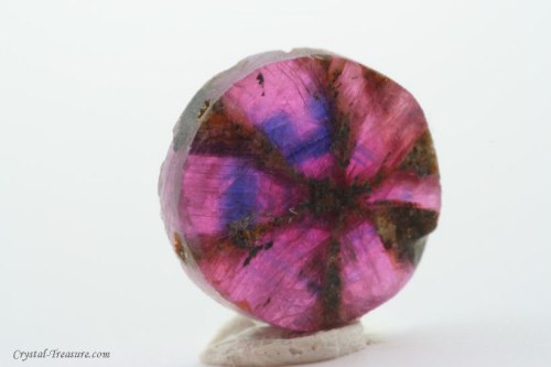 Corundum Var. Ruby This is a very rare bicolor trapiche ruby with some titanium concentrat