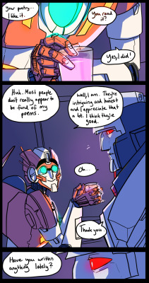 herzspalter:  Commission for crane-wings who asked for MegatronRung fluff. I really hope you like it, this was a lot of fun to write! Thank you for commissioning me! 