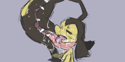 littlelovelypokemon:  pokeyousei:  My avatar  More people should draw Pokemon making out with themselves. I mean, there’s only a small bunch able to do it, like Mawile, Girafarig, Doduo/trio, Duodino and such… but its such a lovely concept…