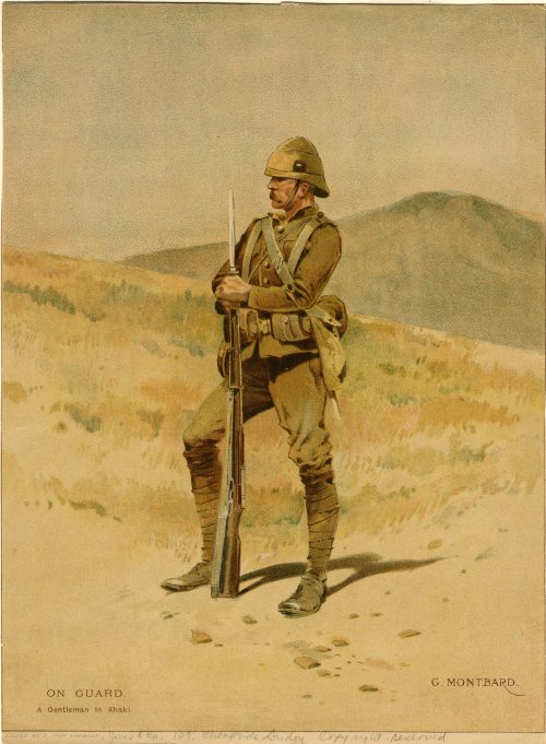 cuirassier: On Guard; a gentleman in khaki, 1900, Great Britain, by George Montbarde gentlemaninkhak