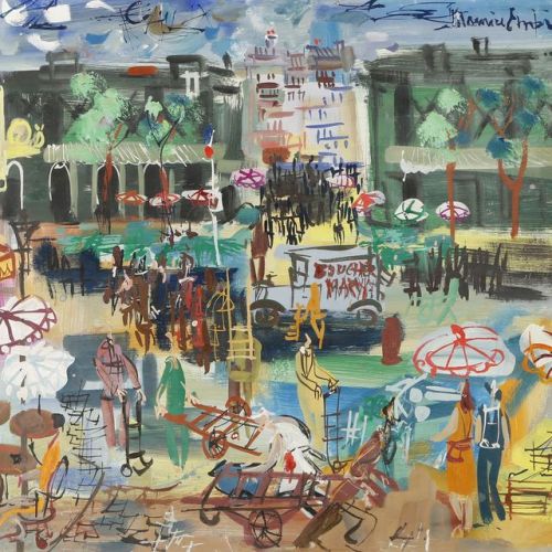 !4  Juillet, Paris     -   Maurice EmpiFrench, b.1932-Gouache on paper,  50 x 65 cm.