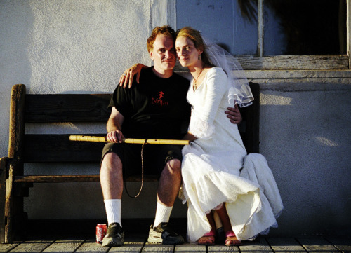 bohemea:  Uma Thurman, Quentin Tarantino & Daryl Hannah on the set of Kill Bill, vol. 2