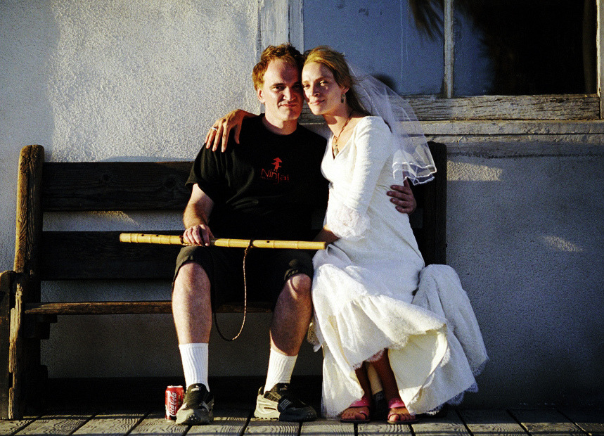 saloandseverine:  Quentin Tarantino &amp; Uma Thurman on the set of Kill Bill