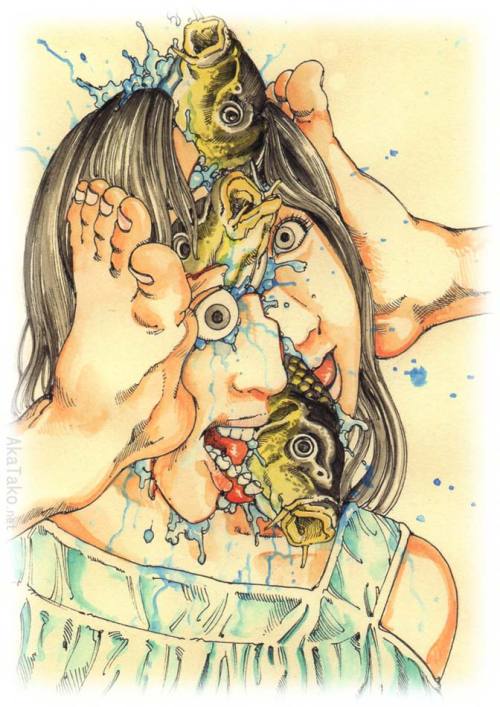 Catch of the day! From Shintaro Kago&rsquo;s &ldquo;Aquarium&rdquo; book. Signed copies available at