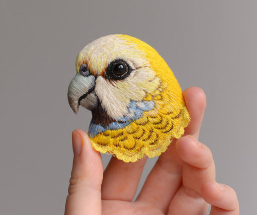 bike-boy:  sosuperawesome:  Embroidered Bird Brooches by Paulina Bartnik on Etsy More like this   wo