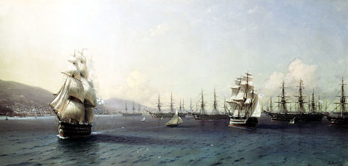 Black Sea Fleet in the Bay of Theodosia, Just Before the Crimean War, Ivan Aivazovsky, 1890