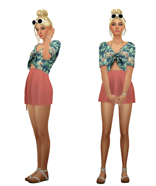 TS4 Beach Outfits Lookbook #4 Skin 1, 2 / Hair / Eyebrows / Eyes / NosemaskClothing - Top Marta To