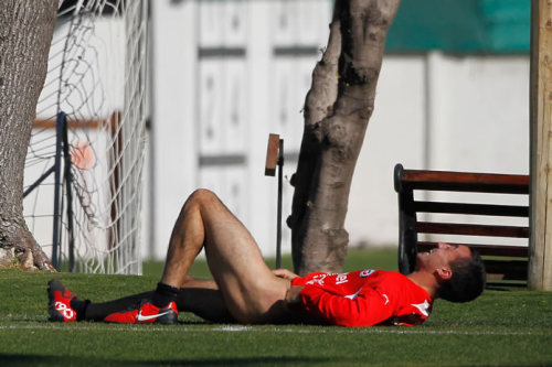 Chilean soccer player force-stripped by team mates. [#soccer #nude #publicnudity #stripped #force-stripped