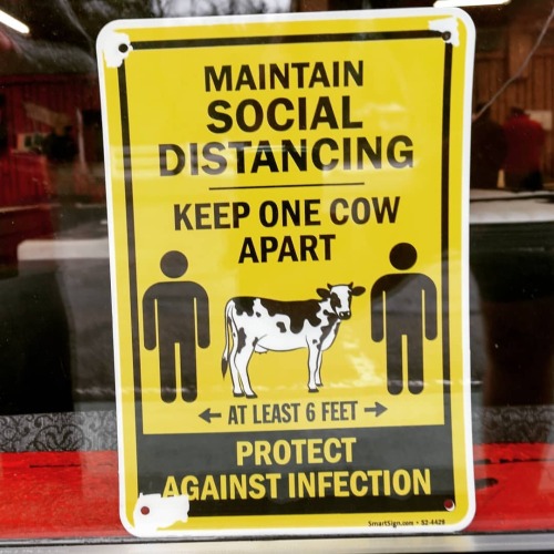 A sign of the times. #onecowapart #socialdistancing #inthetimeofcovid19 #signs #themoreyouknow (at M