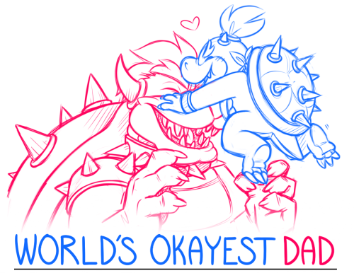 possumtool:  Don`t know if I`ll ever finish this, but it was a cute idea and Bowser and Jr is by far my favourite Super Mario characters <3    okayest? you mean best dad ever! > .<