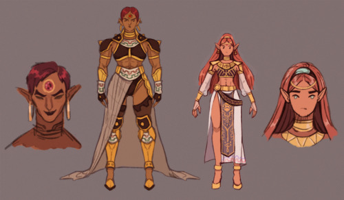 Quick Concepts, female Ganondorf and half Gerudo Zelda, mainly inspired by Gerudo’s in Breath of the