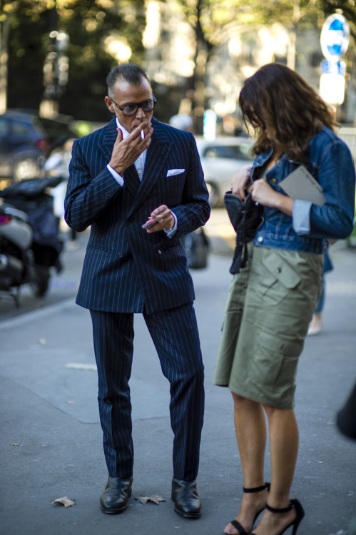 1000yardstyle: Paris…Power &amp; pinstripes