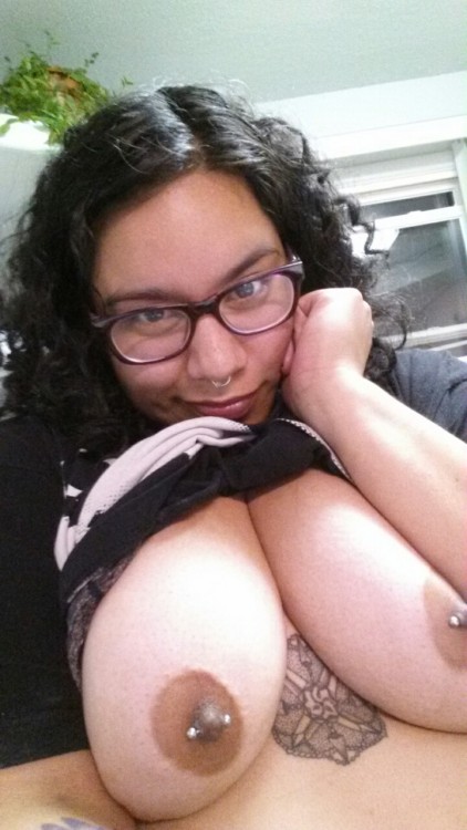 mmm1989:  The gorgeous natural juicy Latina tits with sweet pierced nipples and yummy areolas @break6my6bones