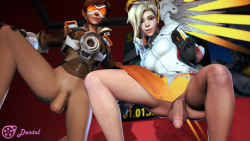 Dentol-Sfm:  @Seekseer Said:futa Mercy And Futa Tracer Squatting Down For The Camera