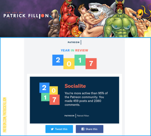 My 2017 year in review report from Patreon came in. Check it out &ndash; I&rsquo;m a &ld
