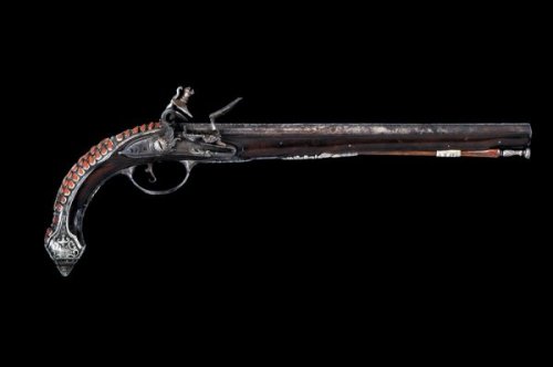 peashooter85:An original silver and coral mounted flintlock pistol originating from Italy, late 18th