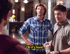 supernaturalapocalypse:  Actual Scene vs. Gag Reel - Season 9 
