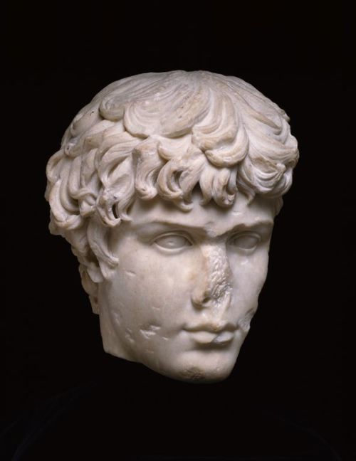 hismarmorealcalm:Portrait of Antinous  Roman  2nd century A.D.  Marble  Art Inst