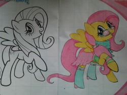 vixznolz:  heve some fluttershy :3 i bought a mlp magazine some months ago …and there were some coloring pages ,i had some freetime and i made this …yay!  Eee cute &lt;3