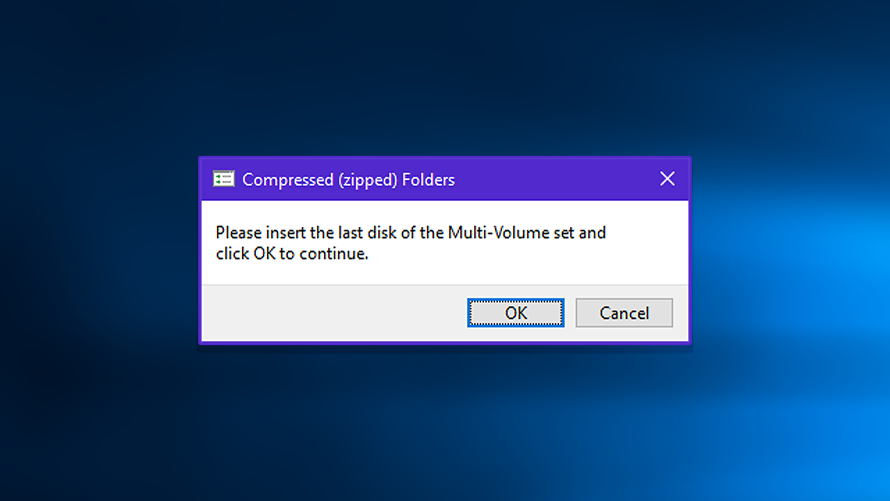 Solution to compressed zip folder error axis project