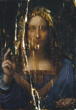 ancient-archives: Salvator Mundi, allegedly by Leonardo Da Vinci, before restoration. 1490–1500. instagram.com/ancient_archives 