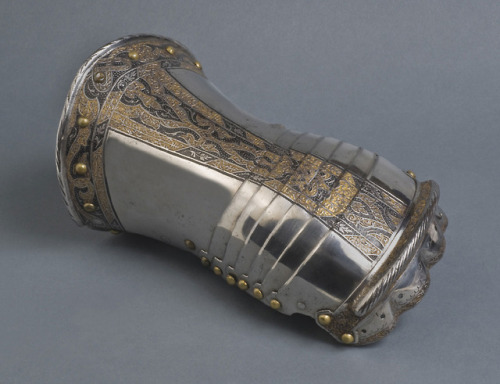 Gold etched left gauntlet from Augsburg, Germany, mid 16th century.from The Philadelphia Museum of A