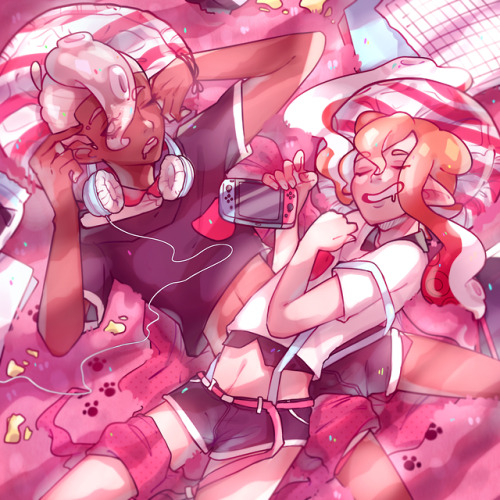 My final piece for @spectrumfanzine :LLLI drew my babs nookie and romeo just chillin :,)&lt;333