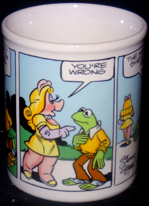 In 1983, Enesco produced two sets of mugs featuring Muppet cartoons. The first set pictured above wa
