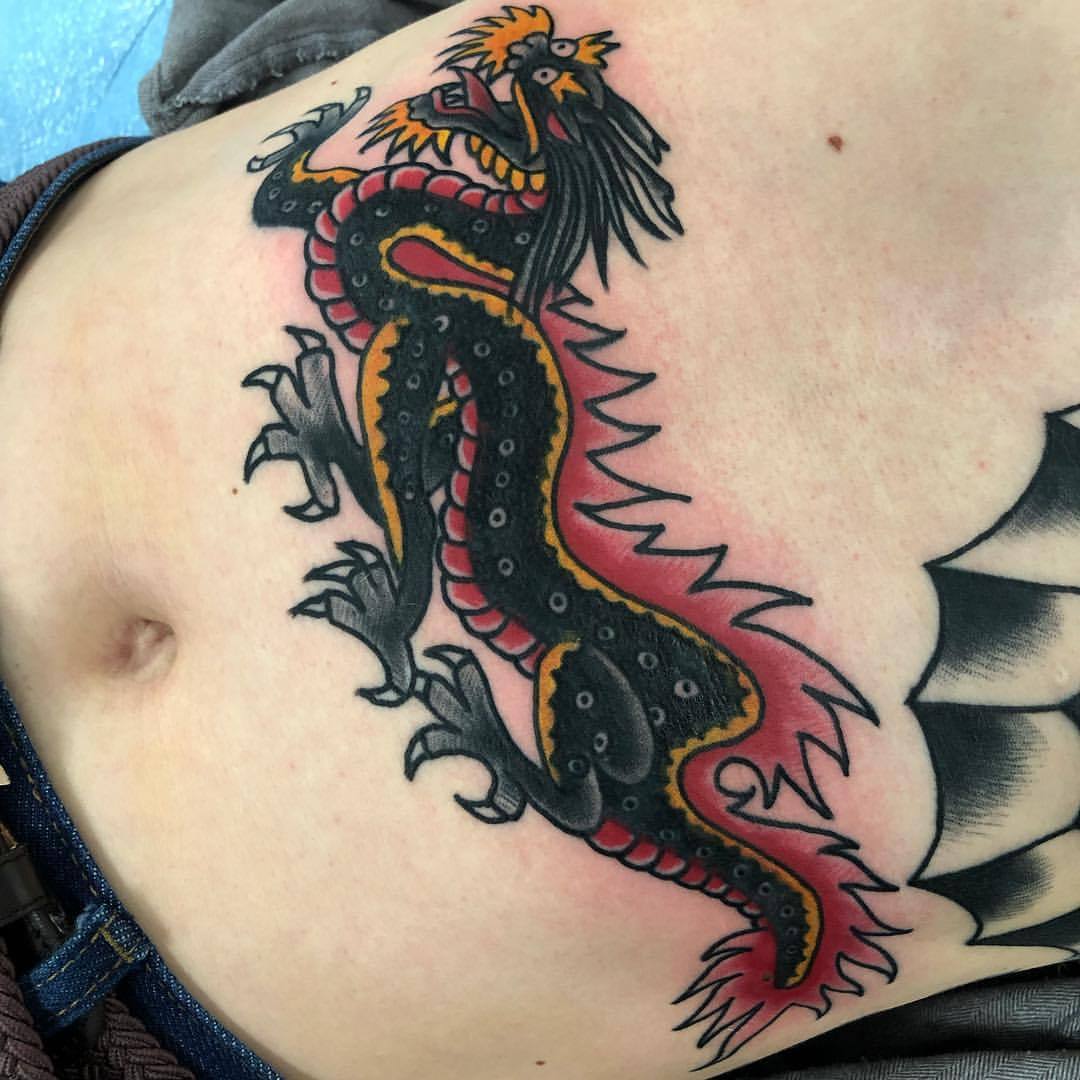 Woman with Dragon Tattoo on Stomach  Dragon tattoo for women Dragon tattoo  designs Tattoos for guys