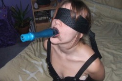 Ukbdsm:  Blindfold Teen Sucking Dildo