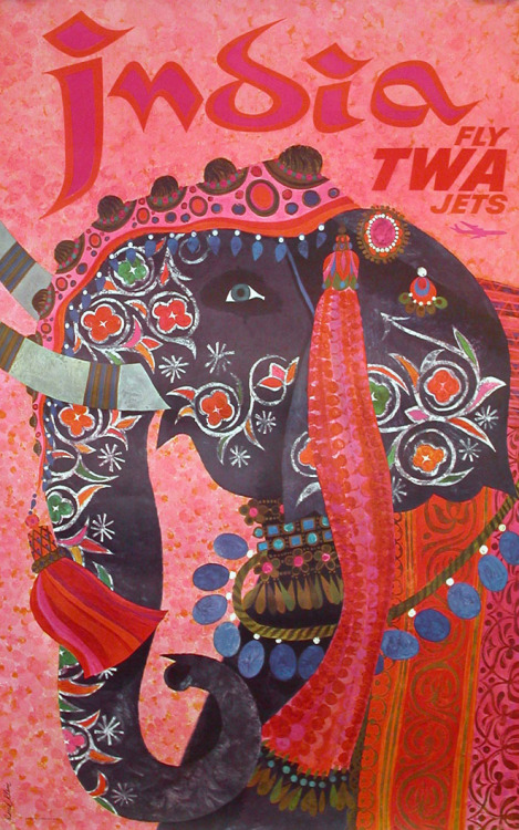 David Klein, artwork for TWA travel poster India, 1965.