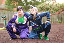 squidjuice:  Just bros being bros. Some of my favorite shots from Colossal. Josuke/Okuyasu/Photo (first two) /Photo (last) 