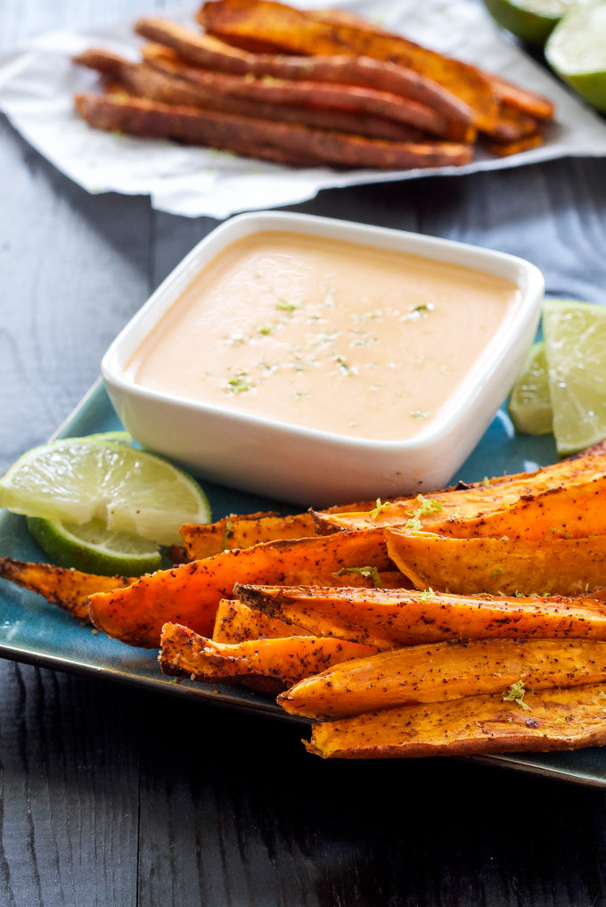 foodffs:  Chili Lime Sweet Potato Fries with Honey Chipotle Dipping SauceReally nice