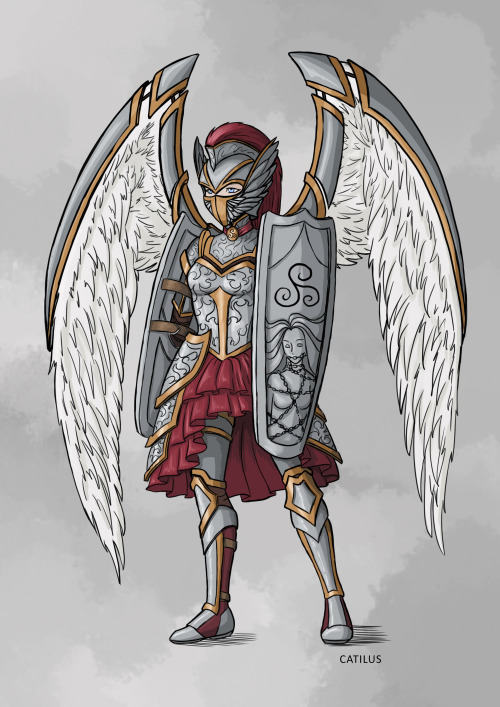 A morally ambiguous angel paladin I drew on commission recently! This is one of several versions of 