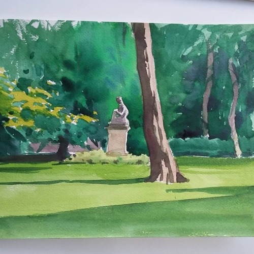 One of the four watercolor painting I made today at luxembourg garden. It&rsquo;s my favourite o