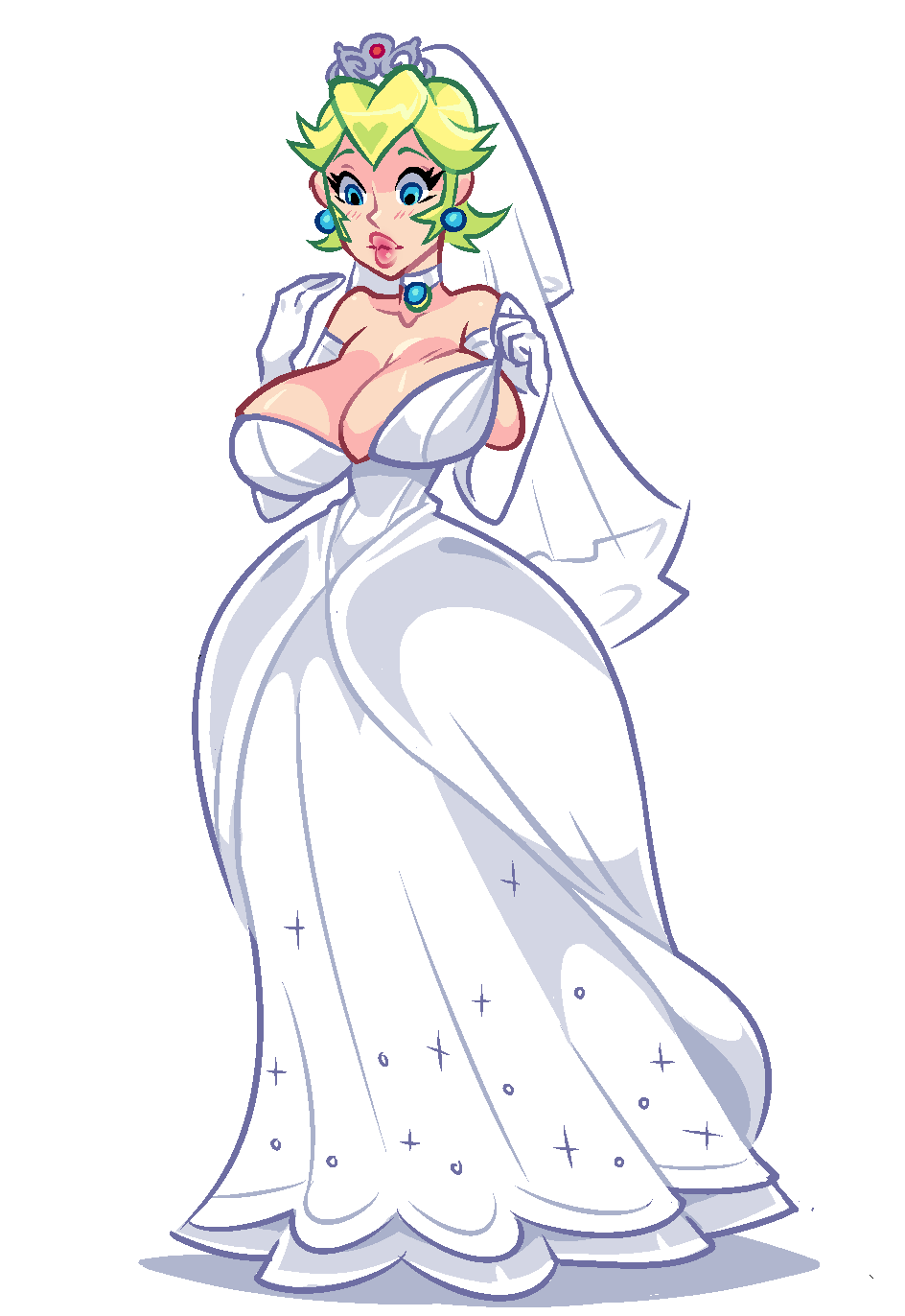 bleedingpervert: zoestanleyarts: Busty bridal Princess Peach Here’s the nipslip