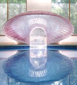 thetriumphofpostmodernism:  Clamshell inside-outside pool designed by Nick Powell of Craig Bragdy Designs